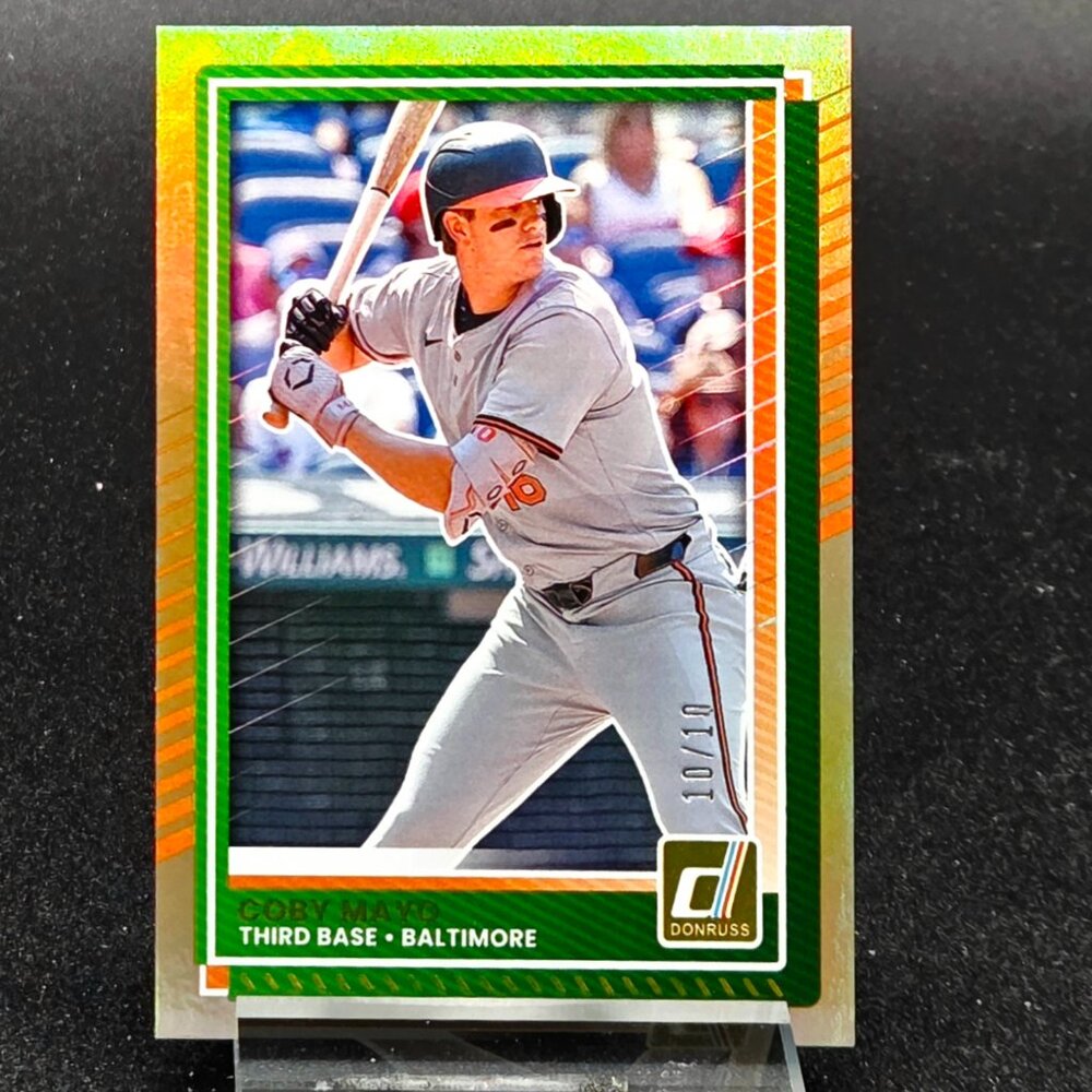 2025 Coby Mayo 10/10 Gold Bookend RC Baltimore Orioles Top Prospect